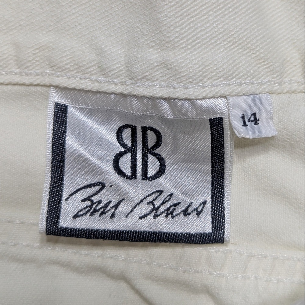 Bill Blass Vintage Women Pleated Denim Shorts 100% Cotton 14 White High Rise - Picture 3 of 6